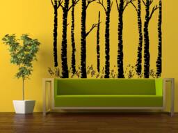 Wall Decal Vinyl Sticker Decals Peal & Stick Cheap Decor Art Birch Tree Trees Leaves Floral Nature Big Huge L405