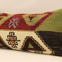 Handwoven Turkish Kilim Pillow, 12x24 Pillow Cover, Ethnic Fabric, Decorative Throw Boho Lumbar , Cushion Home Decor 4Oaf-275 - thumbnail 3