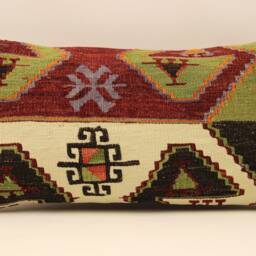 Handwoven Turkish Kilim Pillow, 12x24 Pillow Cover, Ethnic Fabric, Decorative Throw Boho Lumbar , Cushion Home Decor 4Oaf-275 - thumbnail 2