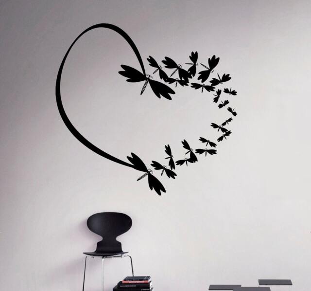 Romantic Butterfly Heart Vinyl Wall Decal Beautiful Nature Sticker Home Interior Decor Art Murals Children's Room 19(Dfl - image 1
