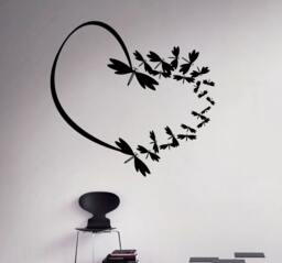 Romantic Butterfly Heart Vinyl Wall Decal Beautiful Nature Sticker Home Interior Decor Art Murals Children's Room 19(Dfl - thumbnail 1