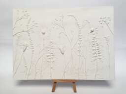 Tile Wild Flowers Mix Cast. Botanical Decorative Unique Plaster Wall Art Frame Wood Concrete Impression Pressed Flowers Eco Friendly