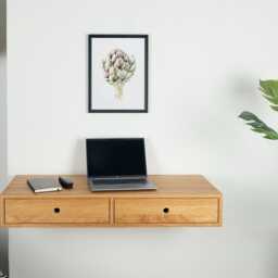 Floating Desk With Drawers in Solid Oak - Wall Mounted Home Office - thumbnail 2