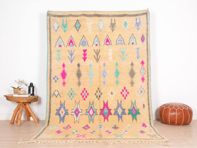 Authentic Boujaad Rug, Yellow Moroccan Rug 6x9 Ft - image 1