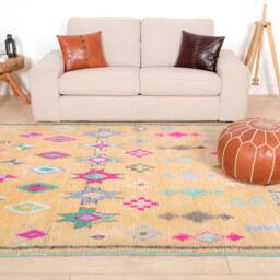 Authentic Boujaad Rug, Yellow Moroccan Rug 6x9 Ft - thumbnail 2