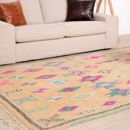 Authentic Boujaad Rug, Yellow Moroccan Rug 6x9 Ft - thumbnail 3