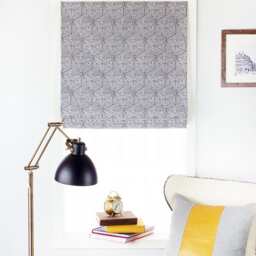 White Gray Geometric Patten Flat Roman Shades Modern Diamond Cubes, Farmhouse - thumbnail 2