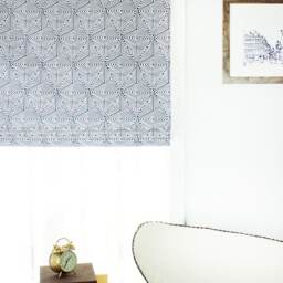 White Gray Geometric Patten Flat Roman Shades Modern Diamond Cubes, Farmhouse - thumbnail 3