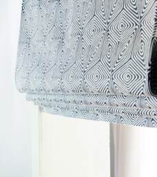 White Gray Geometric Patten Flat Roman Shades Modern Diamond Cubes, Farmhouse - thumbnail 1
