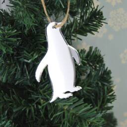 Penguin Shape - Mirror Christmas Decorations Hanging Tree Ornaments, Bauble - thumbnail 1