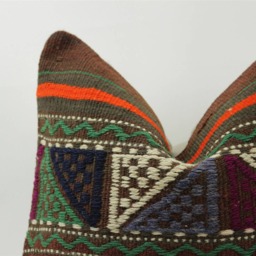 Handmade Kilim Pillow Cover Vintage Turkish Wool Cushion, 16x16 Inch - thumbnail 3