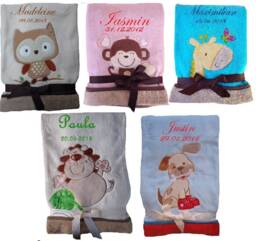 Cute Soft Baby Blanket With Names Embroidered Children Baptism Birth - thumbnail 1