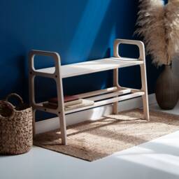 Hallway Bench, Plywood Shoe Mid Century Modern Entryway Seat With Shelf, Custom Size - thumbnail 2
