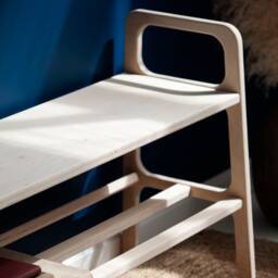 Storage Wooden Bench, Shoe Storage, Mid Century Modern Mid-Century Entryway Scandinavian Hallway Bench - thumbnail 2