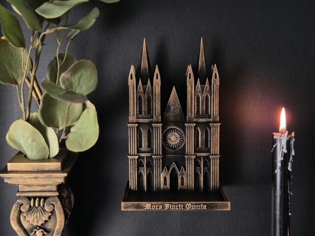 Gothic Cathedral Shelf - 3D-Printed Wall Decor Candle Holder & Jewelry Display Dark Home, Medieval - image 1