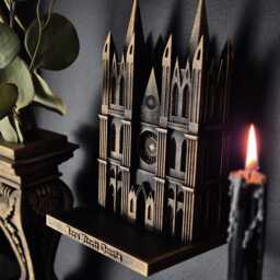 Gothic Cathedral Shelf - 3D-Printed Wall Decor Candle Holder & Jewelry Display Dark Home, Medieval - thumbnail 2