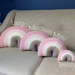 Crochet Rainbow Pillow - Nautical Prime Cushion Stuffy Stuffie Toy - thumbnail 3