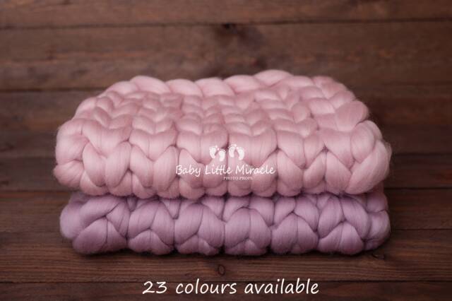 Exclusive Quality Chunky Wool Blanket, Pink Photo Prop, Baby Photography, Newborn Props, Posing - image 1