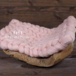 Exclusive Quality Chunky Wool Blanket, Pink Photo Prop, Baby Photography, Newborn Props, Posing - thumbnail 3