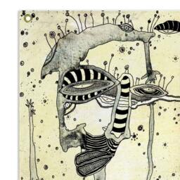 Abstract Art Ink Tapestry Trippy Faces Tapestries Abstract Psychedelic Unique Outsider Wall - thumbnail 3