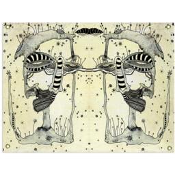 Abstract Art Ink Tapestry Trippy Faces Tapestries Abstract Psychedelic Unique Outsider Wall - thumbnail 2