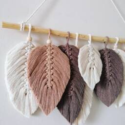 Set Of Eight - Leaf Wall Hanging Macrame Room Decor Boho Mothers Day Gift Express Shipping 3 Days - thumbnail 3