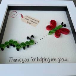 Personalised Teacher Thank You Gift Quilled Butterfly Caterpillar Art, Personalized Picture - thumbnail 2