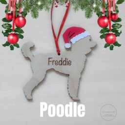 Personalised Poodle Christmas Ornament Engraved Wooden Dog Decoration - thumbnail 3