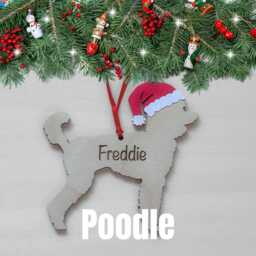 Personalised Poodle Christmas Ornament Engraved Wooden Dog Decoration - thumbnail 1
