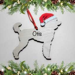 Personalised Poodle Christmas Ornament Engraved Wooden Dog Decoration - thumbnail 2