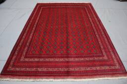 5x7 Red Afghan Bukhara Rug, Turkmen Hand Knotted Veg Dyes Wool Traditional Oriental Area Bedroom Living Room Tribal Rug