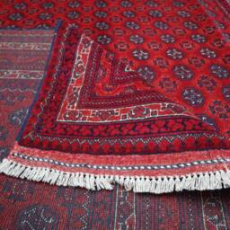 5x7 Red Afghan Bukhara Rug, Turkmen Hand Knotted Veg Dyes Wool Traditional Oriental Area Bedroom Living Room Tribal Rug - thumbnail 4