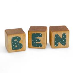 Wooden Name Letter Blocks, Sea Green Alphabet Blocks - thumbnail 2