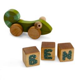 Wooden Name Letter Blocks, Sea Green Alphabet Blocks - thumbnail 3