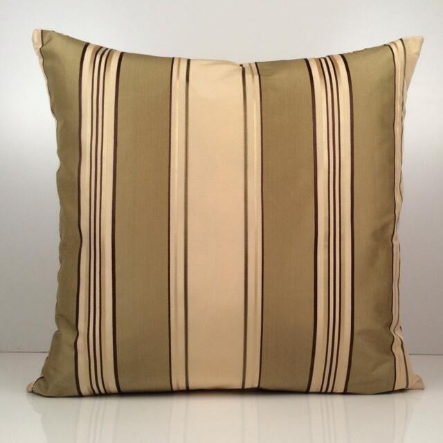 Beige Pillow, Striped Warm Lime Green Throw Pillow Cover, Decorative Cushion Accent Polyester - image 1