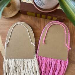Macrame Ghost Wall Hanging - Halloween Art Trendy Decor Pink Boho Spooky Season - thumbnail 4