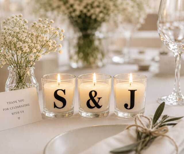Wedding Candles - Favors - Customised - Table Candles-Wedding Gift - Decor - Scented - Handmade - image 1