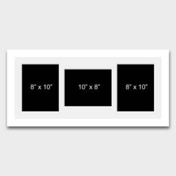 Multi Photo Picture Frames - Holds 3 10x8 Photos in A 22mm White Wood Frame - thumbnail 1