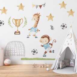 Watercolor Football Animals Wall Decals Kids Nursery Decor - thumbnail 2