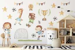 Watercolor Football Animals Wall Decals Kids Nursery Decor - thumbnail 1