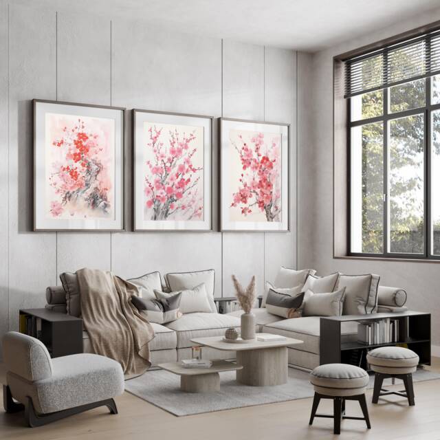 Neutral Wall Prints, Botanical Bedroom Line, Home Decor, Hand Drawn Plants, Set Of 3 Prints A4 A3 A2 A1 - image 1