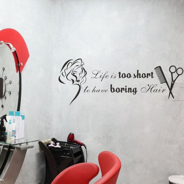 Life Is Too Short To Have Boring Hair - Inspirational Wall Quotes Salon Vinyl Decal Hairdresser Decal- 147 - image 1