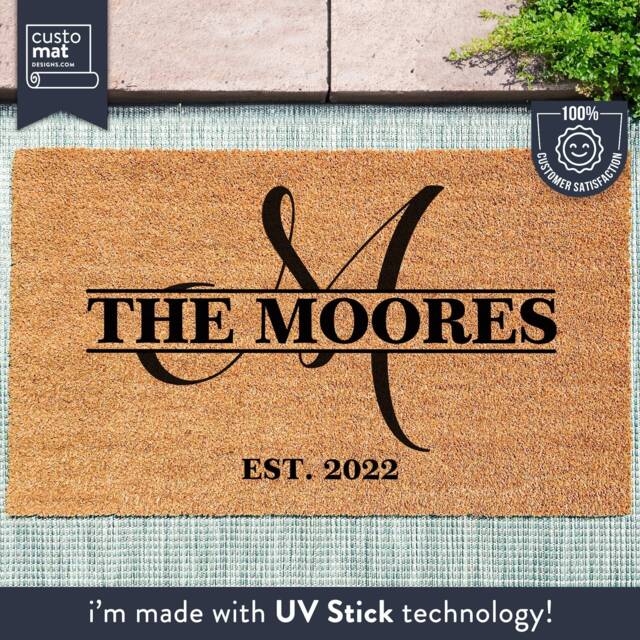 Custom Doormat - Home Decor Personalized Gift Monogram Door Mat Housewarming Family Name Rug - image 1