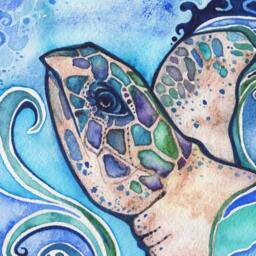Hawksbill Sea Turtle Print Hawaiian Honu'ea Watercolor Art - thumbnail 2
