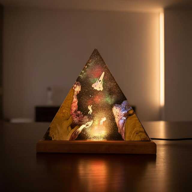 Galaxy Astronaut & Spaceship Scene Resin Lamp Handmade Led Night Light - image 1