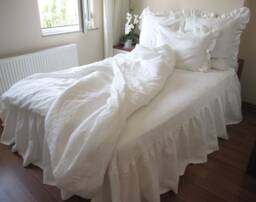 Linen Cotton Blend Duvet Cover, Xl Queen/King, Blue Pink Mint