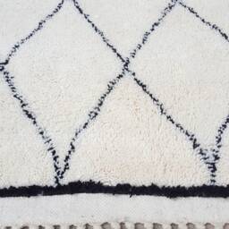 Moroccan Rug Beni Ourain Handmade 100% Wool , Area Rugs Azilal Carpet Floor 8/5, 5 Feet - thumbnail 2