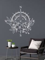 Sale Compass Rose With Wild Flowers, Wall Decal, Van Decal - thumbnail 1