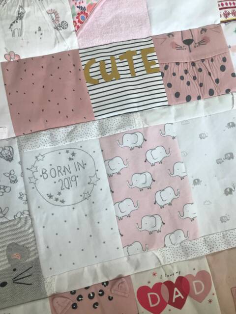 Memory Quilt Made From Baby Clothes - Personalised Keepsake Blanket Custom Babygrow - image 1