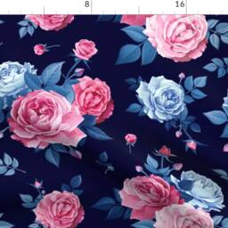 Maximalist Floral Curtain Panel - Romantic Rose Pink Purple Blue Flower Bouquet Custom Flowers By Ledelena - thumbnail 4